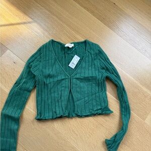 La Hearts Teal Ribbed Crop Top